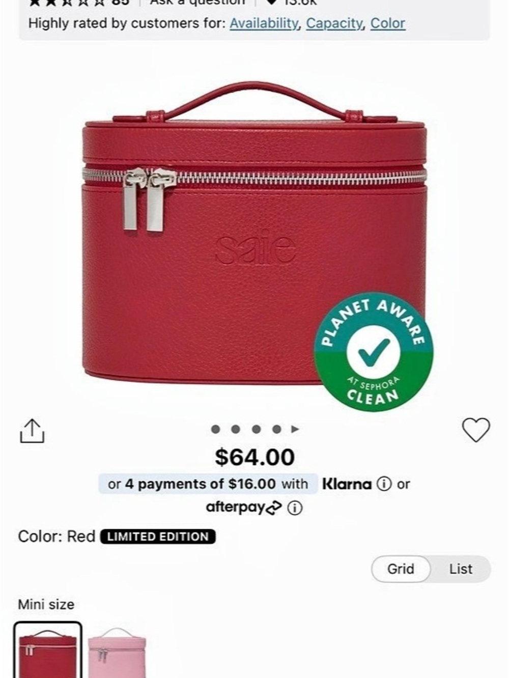 Saie The Mini Vanity Case Red - Picture 4 of 5